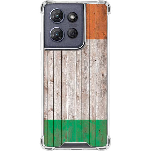 Ireland Flag Dark Wood Moto G 5G (2025) Clear Case